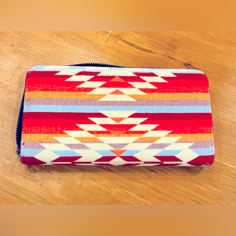 Soft southwest style zip around wallet